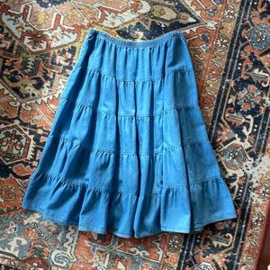 Vintage Tiered Denim Skirt